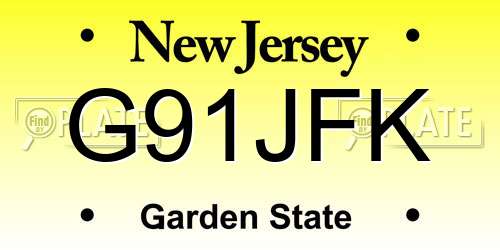 G91JFK New Jersey License Plate
