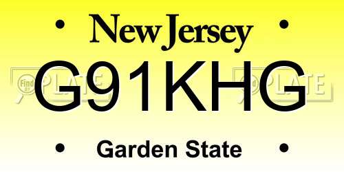 G91KHG New Jersey License Plate