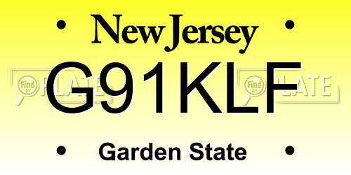 G91KLF New Jersey License Plate