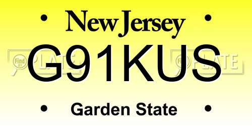 G91KUS New Jersey License Plate
