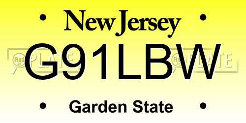 G91LBW New Jersey License Plate