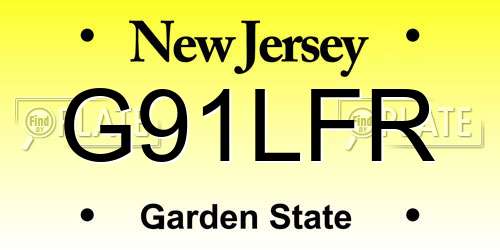 G91LFR New Jersey License Plate
