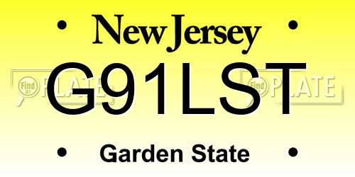 G91LST New Jersey License Plate