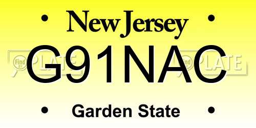 G91NAC New Jersey License Plate