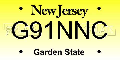 G91NNC New Jersey License Plate