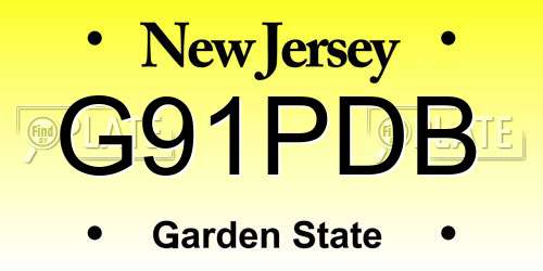 G91PDB New Jersey License Plate