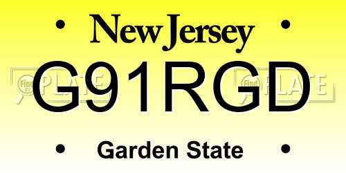 G91RGD New Jersey License Plate