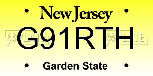 G91RTH New Jersey License Plate