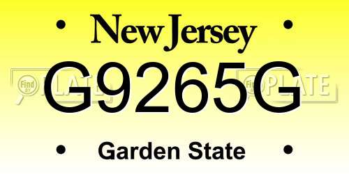G9265G New Jersey License Plate