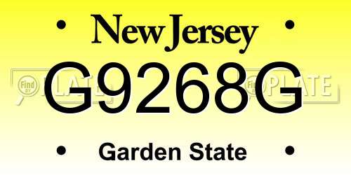 G9268G New Jersey License Plate