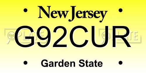 G92CUR New Jersey License Plate
