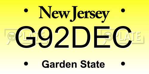 G92DEC New Jersey License Plate