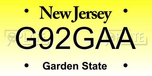 G92GAA New Jersey License Plate