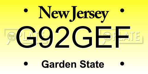 G92GEF New Jersey License Plate