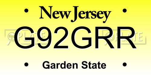 G92GRR New Jersey License Plate