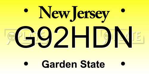G92HDN New Jersey License Plate