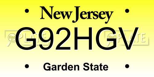 G92HGV New Jersey License Plate