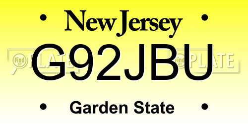 G92JBU New Jersey License Plate