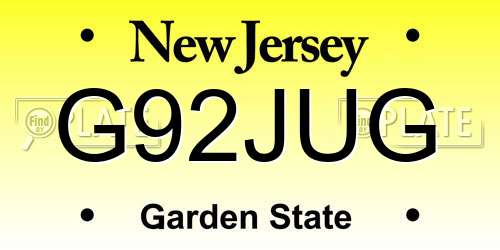 G92JUG New Jersey License Plate
