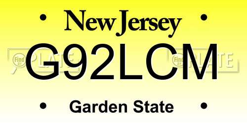 G92LCM New Jersey License Plate