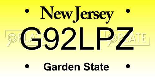 G92LPZ New Jersey License Plate