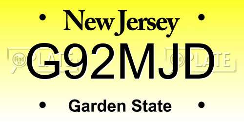G92MJD New Jersey License Plate