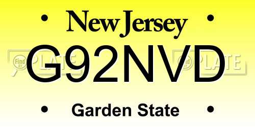 G92NVD New Jersey License Plate