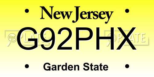 G92PHX New Jersey License Plate