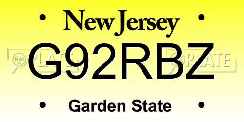 G92RBZ New Jersey License Plate