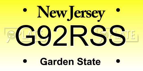 G92RSS New Jersey License Plate