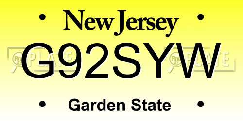 G92SYW New Jersey License Plate