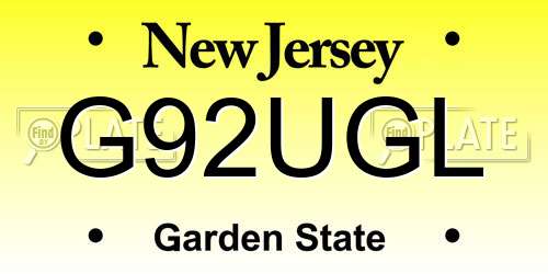 G92UGL New Jersey License Plate