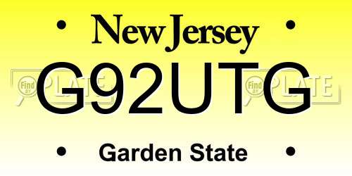 G92UTG New Jersey License Plate