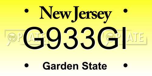 G933GI New Jersey License Plate