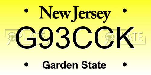 G93CCK New Jersey License Plate