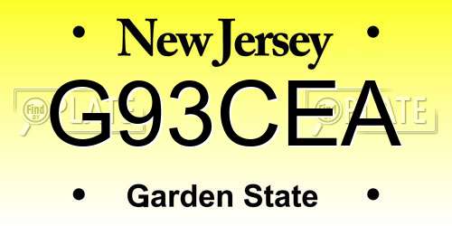 G93CEA New Jersey License Plate