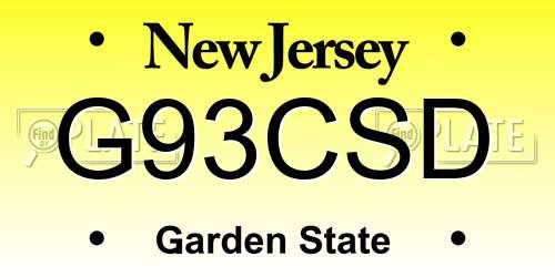 G93CSD New Jersey License Plate