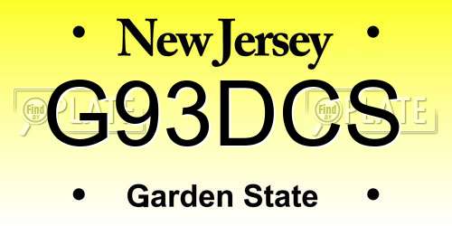 G93DCS New Jersey License Plate