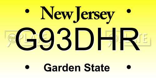 G93DHR New Jersey License Plate