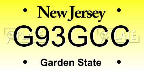 G93GCC New Jersey License Plate