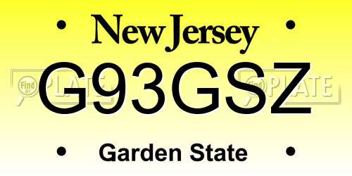 G93GSZ New Jersey License Plate
