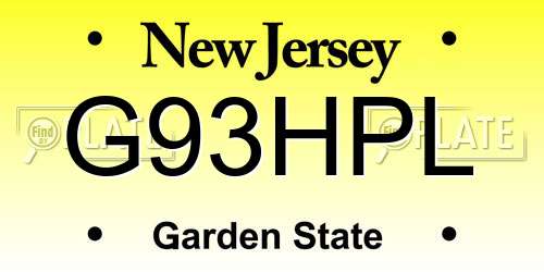 G93HPL New Jersey License Plate