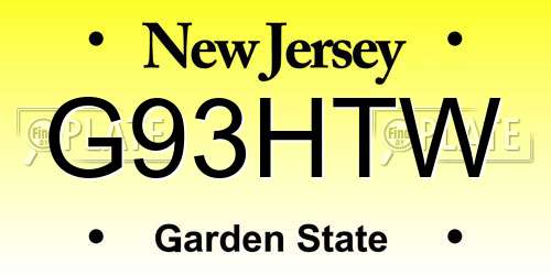 G93HTW New Jersey License Plate