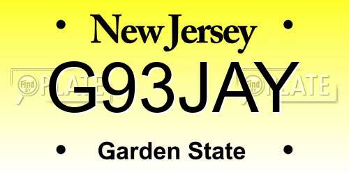 G93JAY New Jersey License Plate