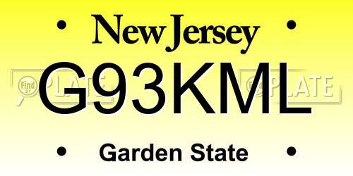 G93KML New Jersey License Plate