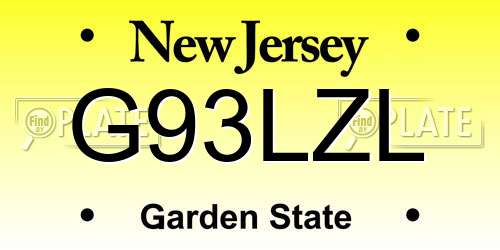 G93LZL New Jersey License Plate
