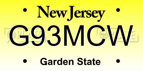 G93MCW New Jersey License Plate