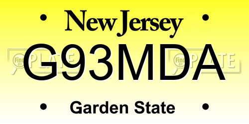 G93MDA New Jersey License Plate