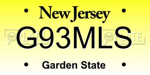 G93MLS New Jersey License Plate