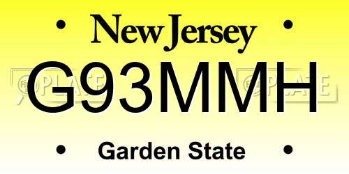 G93MMH New Jersey License Plate